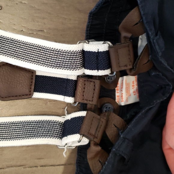 Joe Fresh Navy Twill Pants with Suspenders 12-18 months - Picture 2 of 3